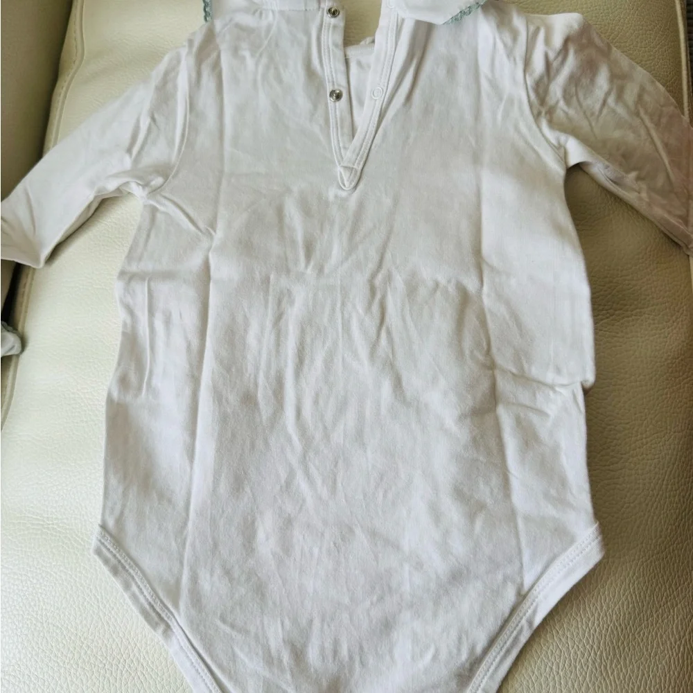 Pepa and company Delicate Frill Collar with Green Detailing Bodysuit 18 mo